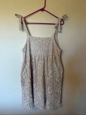 Listicle Cream Lace Tie-Shoulder Mini Dress